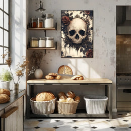 Gothic Skull with Roses Artwork Poster Poster