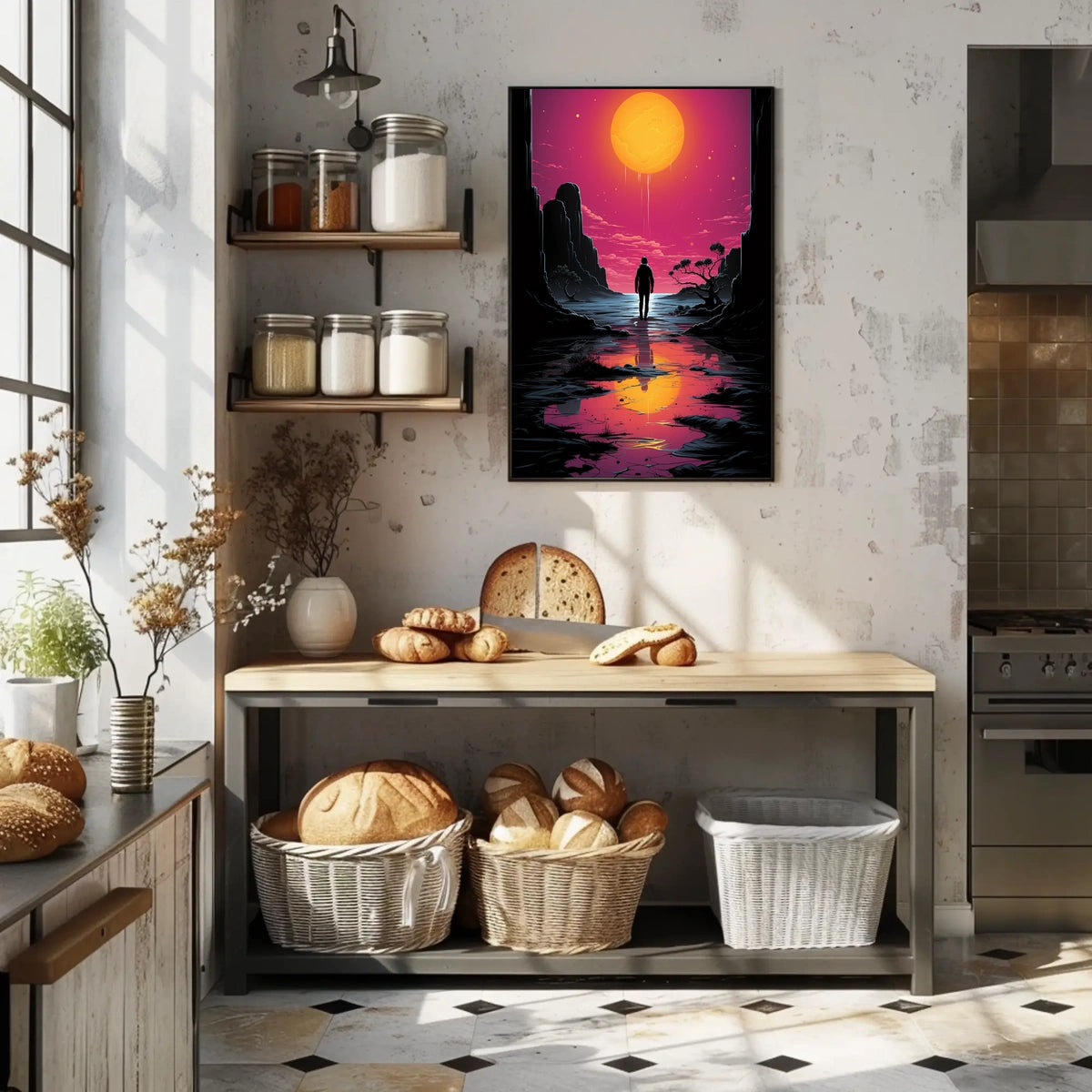 Vivid Sunset Dramatic Silhouette Art Poster - Artistic Poster