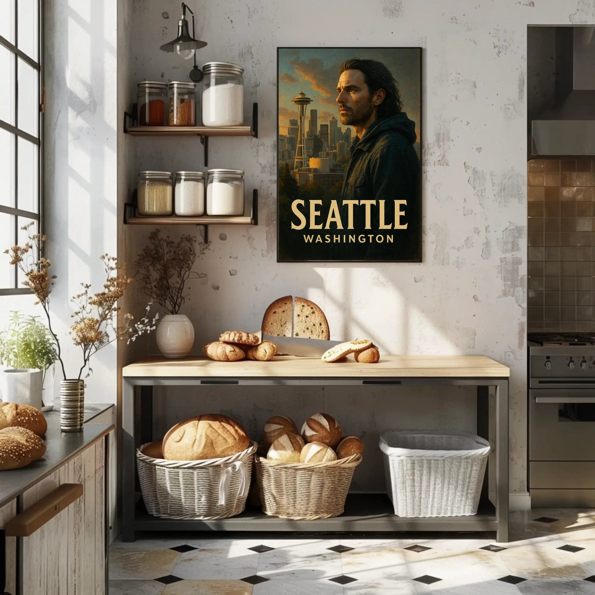 Seattle Skyline Portrait Poster