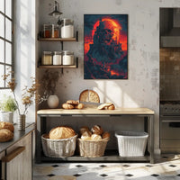 Skull Fortress Under a Blood Moon Art Print Poster PosterGoat