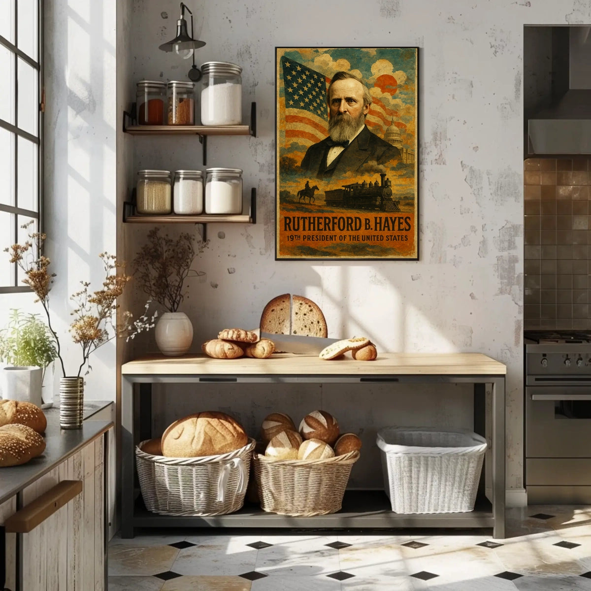 Rutherford B. Hayes 19th President of the United States Layered Digital Collage Poster
