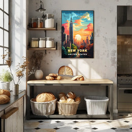 New York City Urban Skyline Poster Modern Wall Art