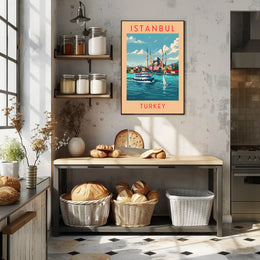 Istanbul Cityscape with Iconic Mosque Travel Poster
