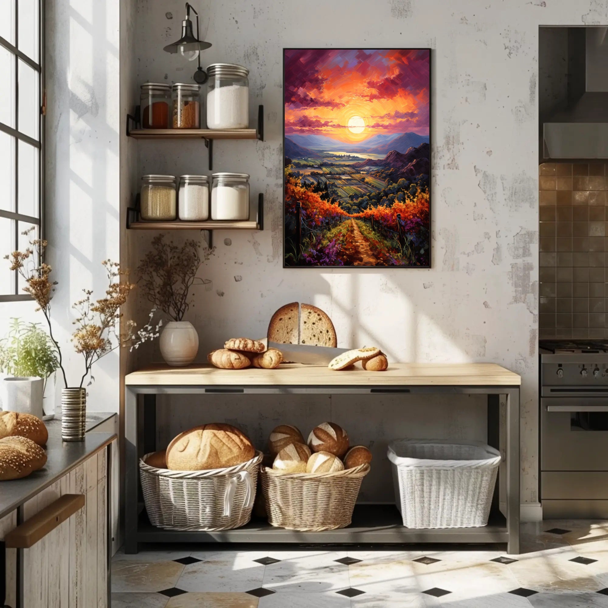 Sunset Over The Vineyard Poster