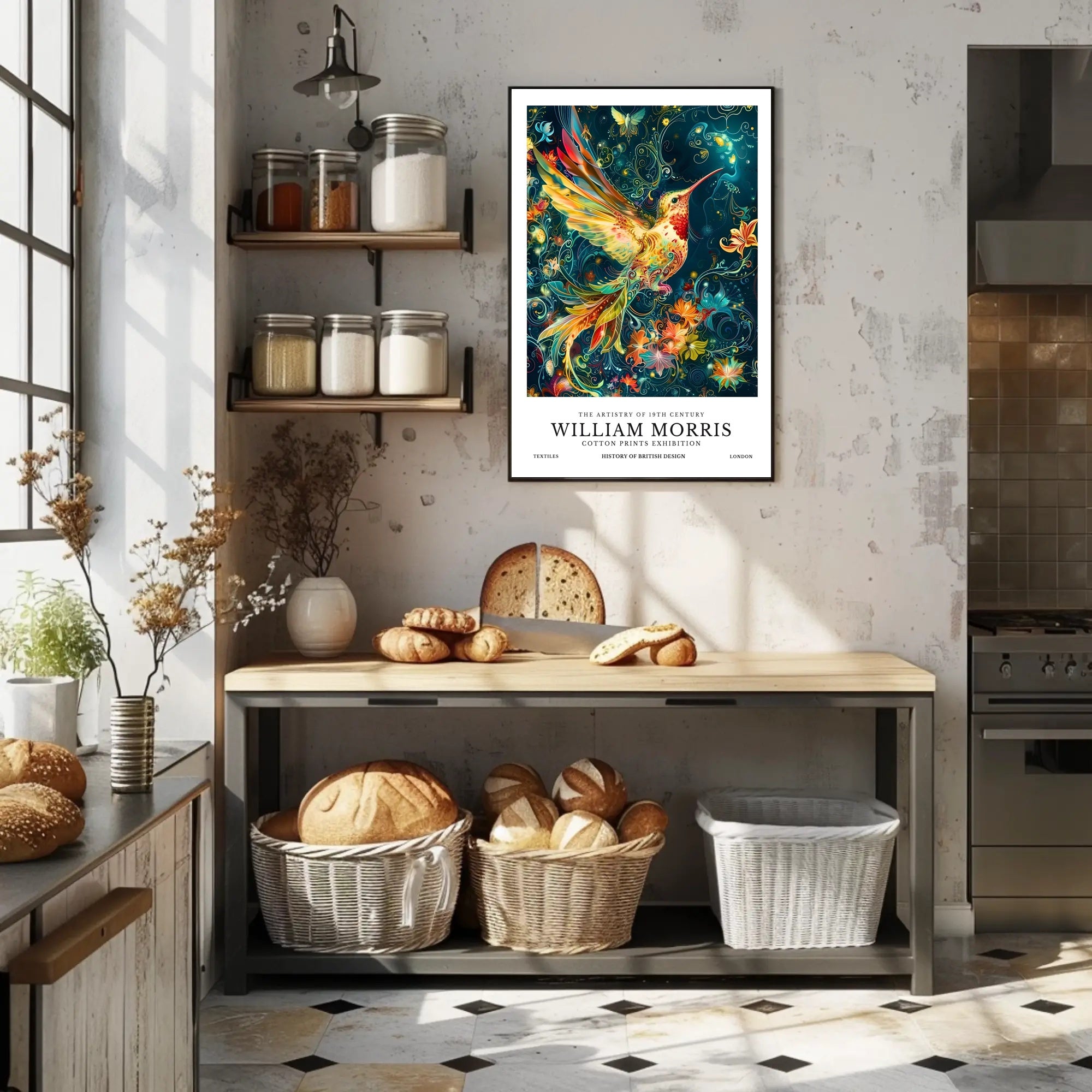 Artistic Heritage: Vibrant Bird in British Design Poster