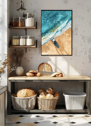 Adventure Awaits: Modern Beach Scene Travel Poster