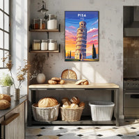 Leaning Tower of Pisa Scenic Art Travel Poster