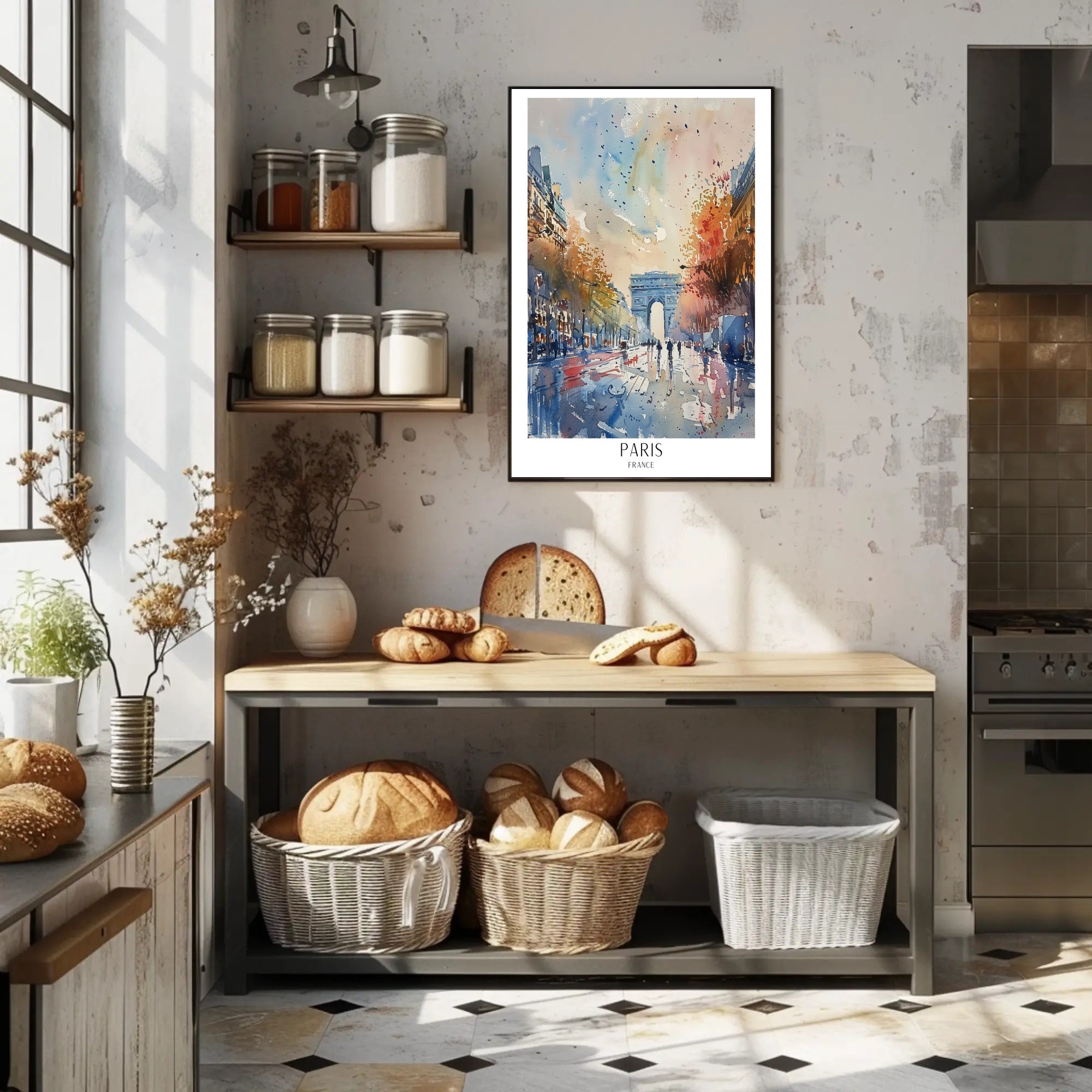 Paris Arc de Triomphe Impressionistic Watercolor Urban or Cityscape Poster PosterGoat