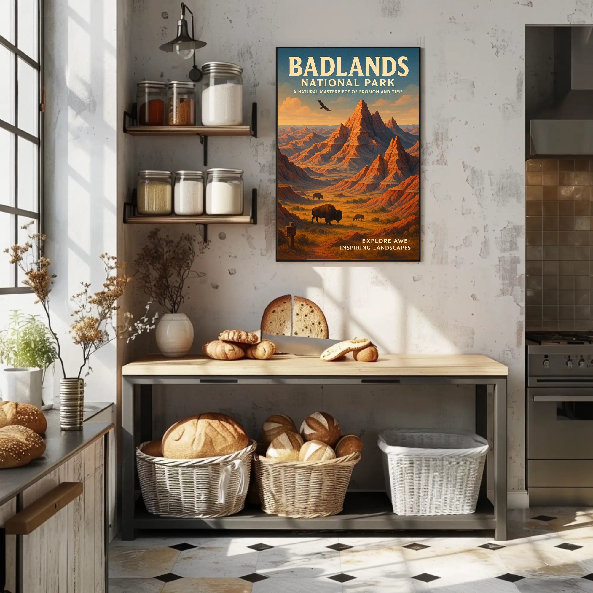 Badlands National Park Scenic Poster Wall Art Print