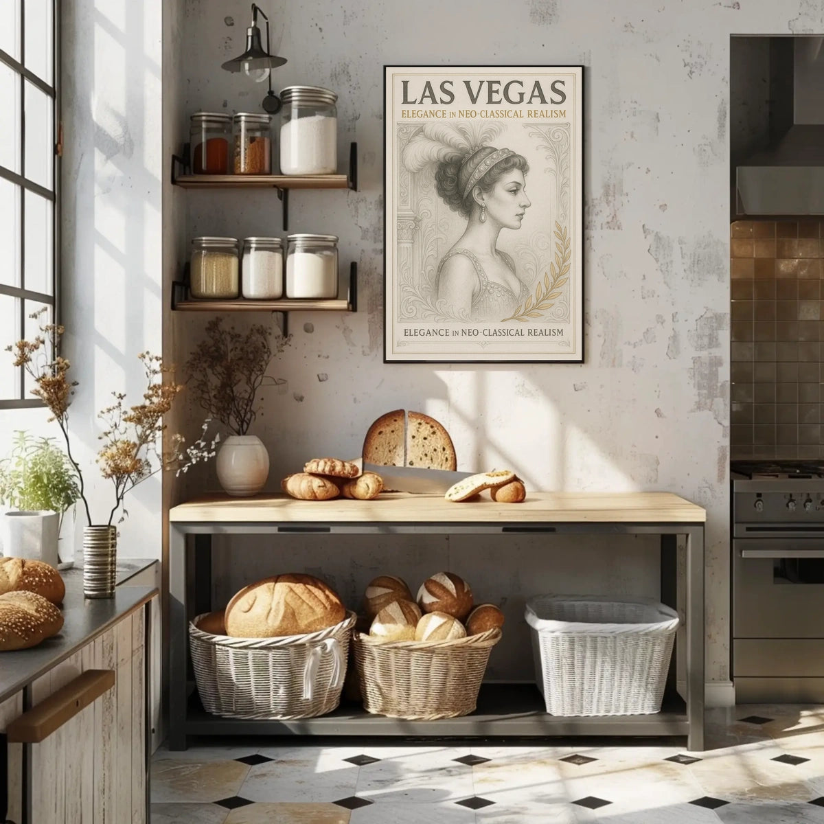 Neoclassical Woman with Las Vegas Poster