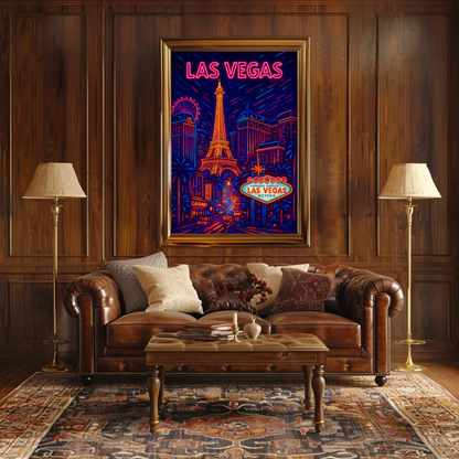 Las Vegas Neon Night Lights Travel Poster