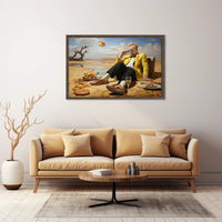 Desert Whimsy: Surreal Oasis Scene Artistic Poster