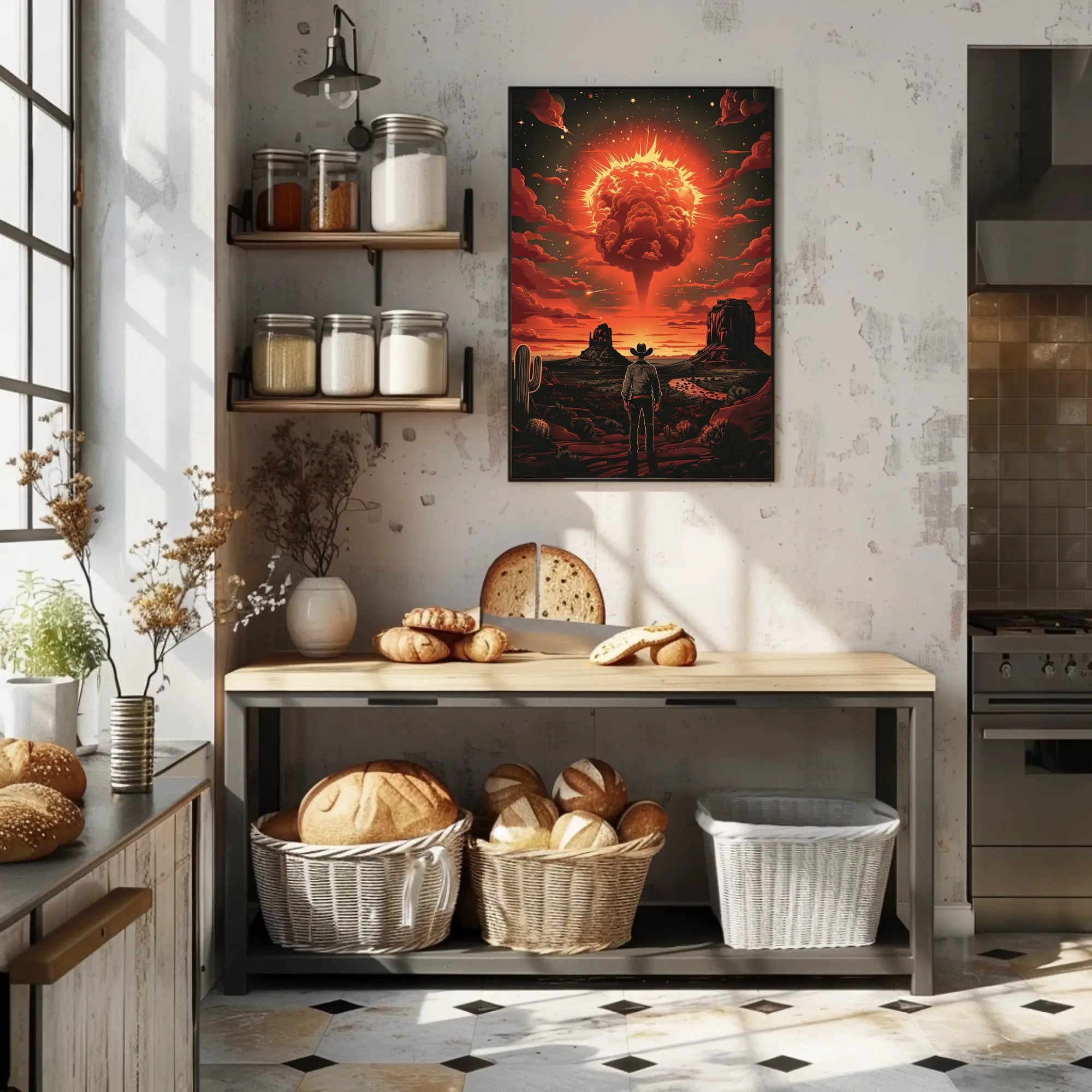 Cowboy's Cosmic Encounter Art Print Poster for Room Decor PosterGoat
