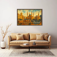 Beirut Cityscape Lebanon Iconic Skyline Travel Art Realism Digital Painting Heritage Poster