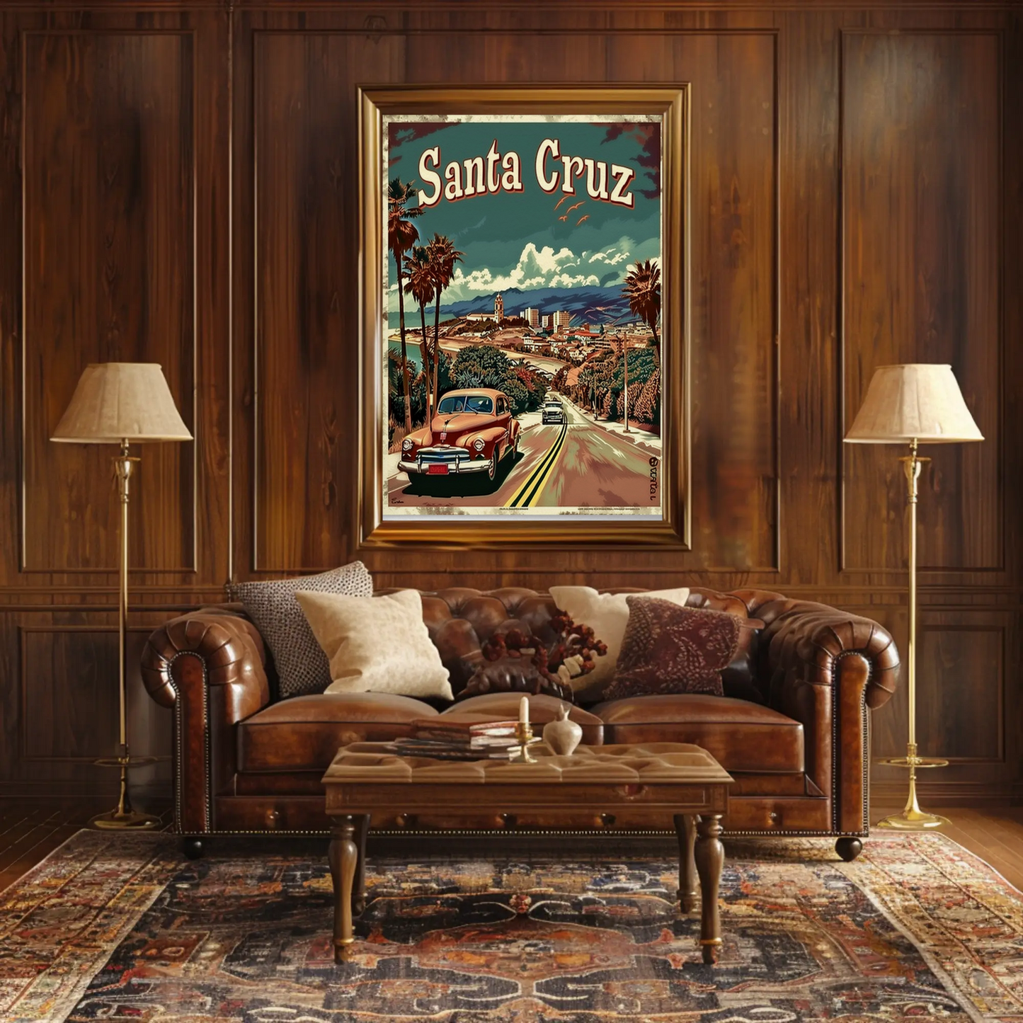 Santa Cruz California Vintage Drive Travel Poster