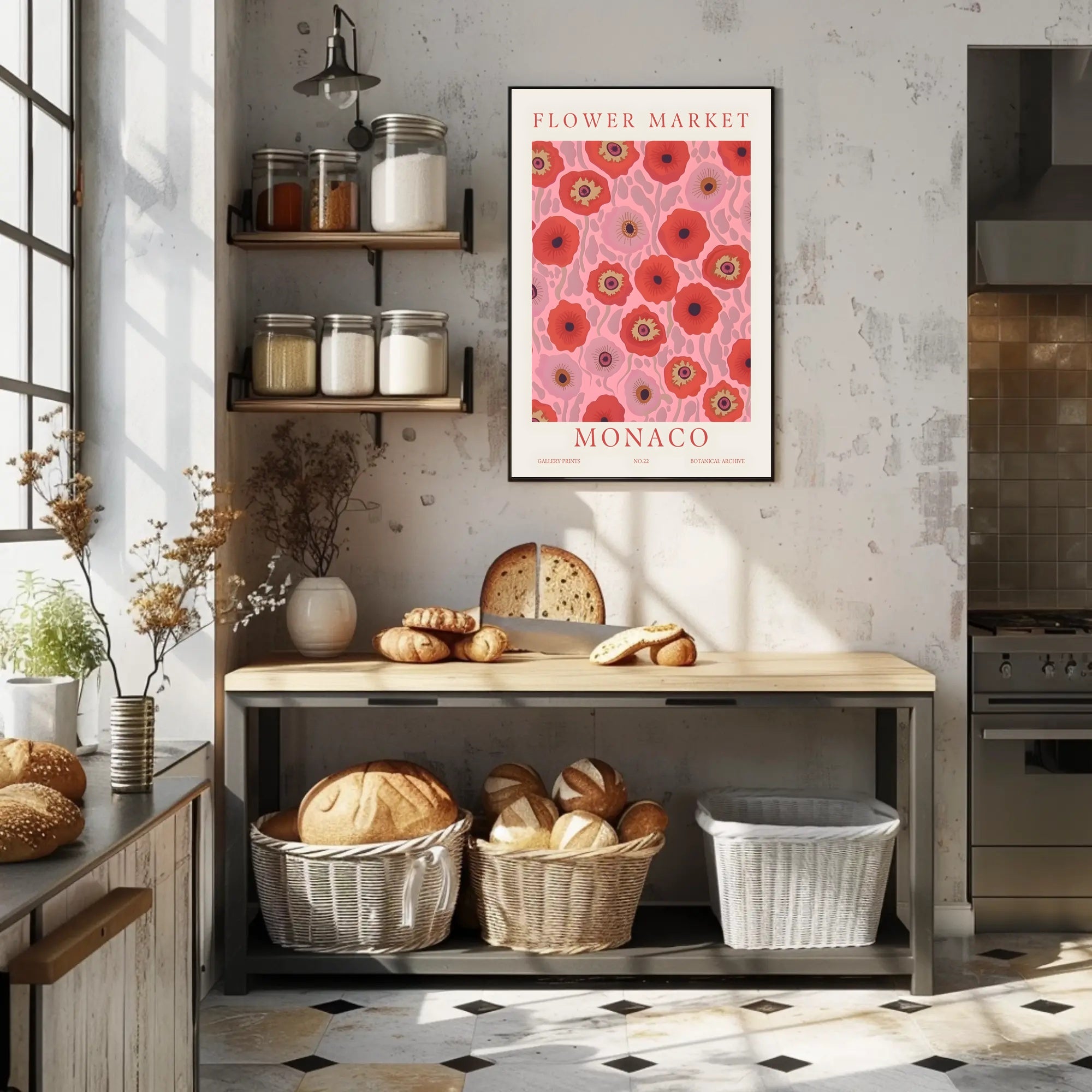 Flower Market Monaco Poster