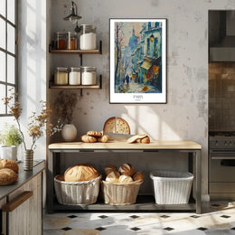Picturesque Parisian Street Scene Watercolor Urban or Cityscape Poster PosterGoat