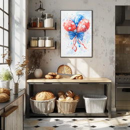 Watercolor Painting Of American Flag Balloon Poster
