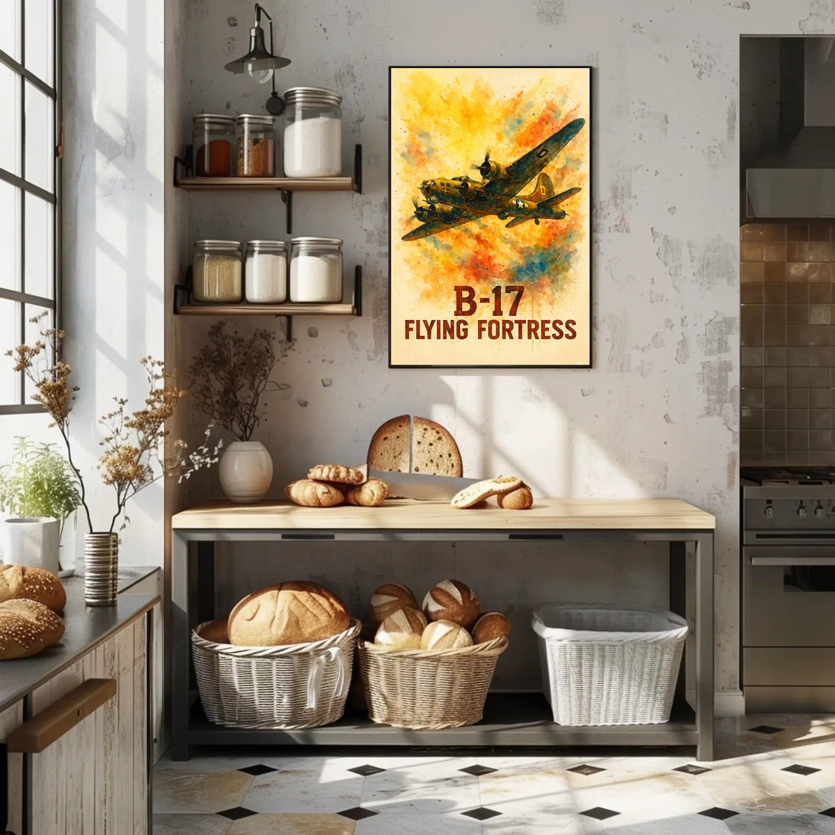 B-17 Flying Fortress Vintage Aviation Art Poster