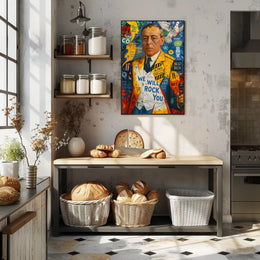 Colorful Artistic Pop Culture Poster with Dynamic Visual Elements