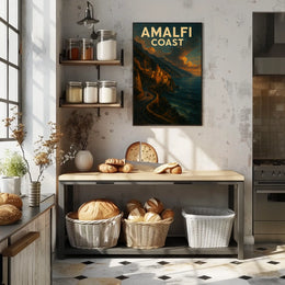 Amalfi Coast Poster Wall Art 18x24 Coastal Decor Print
