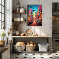 Vibrant Times Square Urban Scene Poster Modern Wall Art