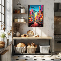 Vibrant Times Square Urban Scene Poster Modern Wall Art