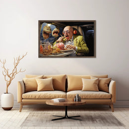 Surreal Dining Scene in a Plane - Artistic Poster