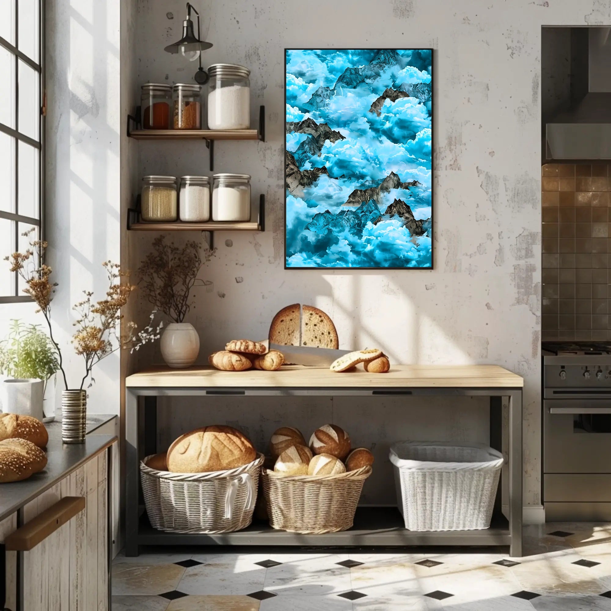 Majestic Mountain Clouds William Morris Art Poster