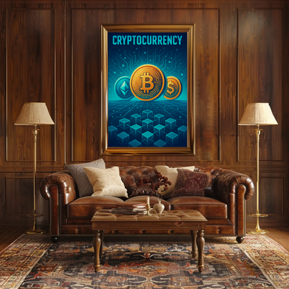 Cryptocurrency Futuristic Digital Tech Poster