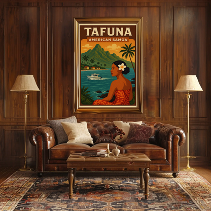 Tafuna American Samoa Woman Coastline Travel Poster