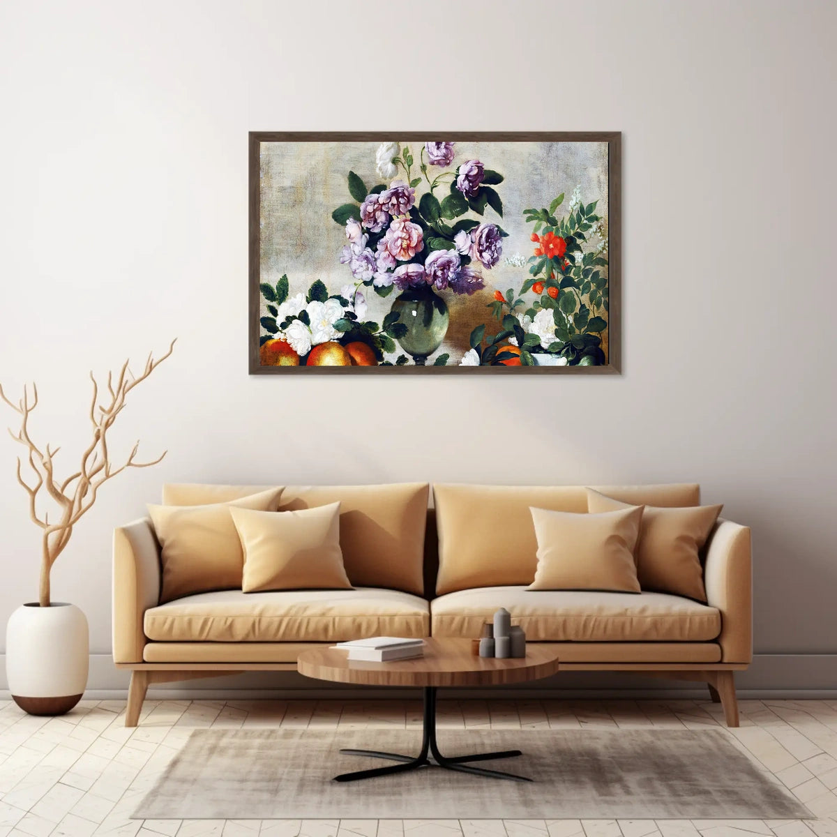 Vintage Floral Still Life Painting with Peonies - Artistic Poster