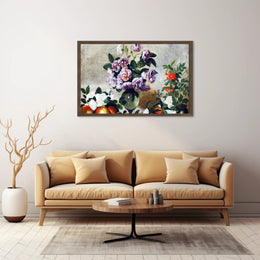 Vintage Floral Still Life Painting with Peonies - Artistic Poster