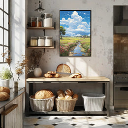 Serene and Idyllic Countryside Landscape Artistic Poster