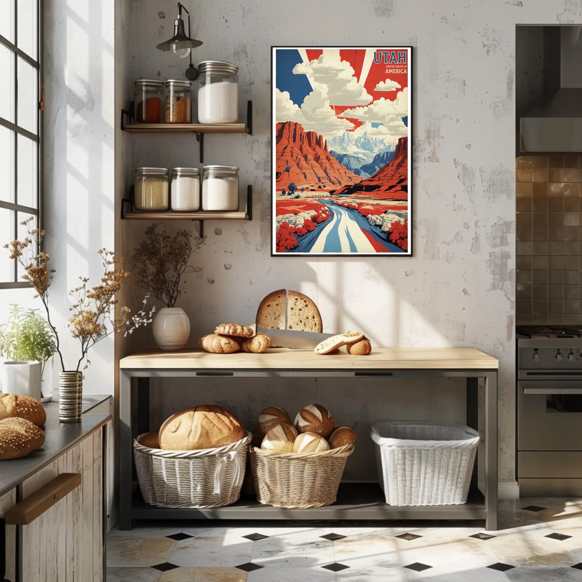 Utah Landscape Art with Patriotic Colors Travel Poster