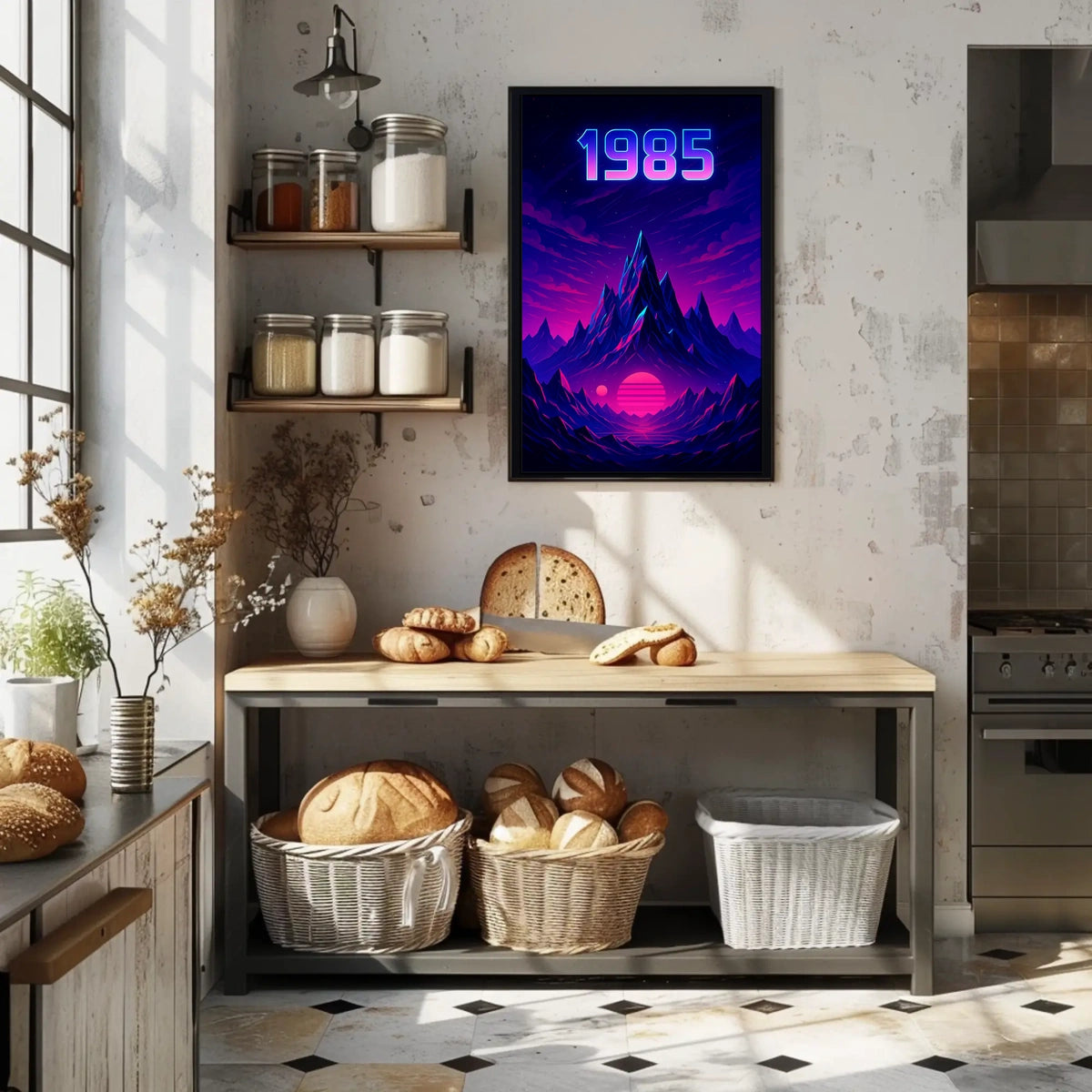 1985 Neon Synthwave Futuristic Sci-Fi Poster
