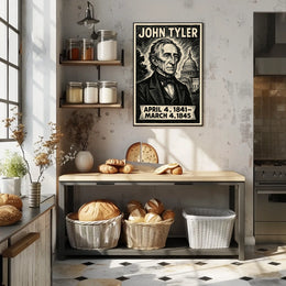John Tyler 10th President of the United States B & W Comic Sketch Poster