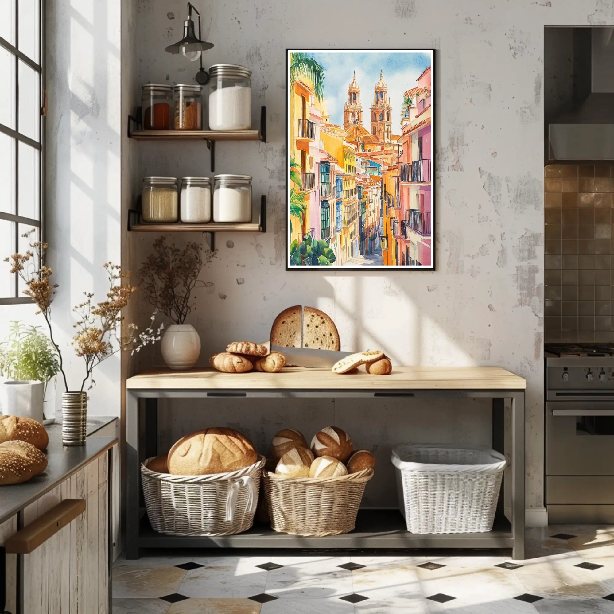 Vibrant Streets of the Old Town Poster PosterGoat