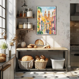 Vibrant Streets of the Old Town Poster PosterGoat