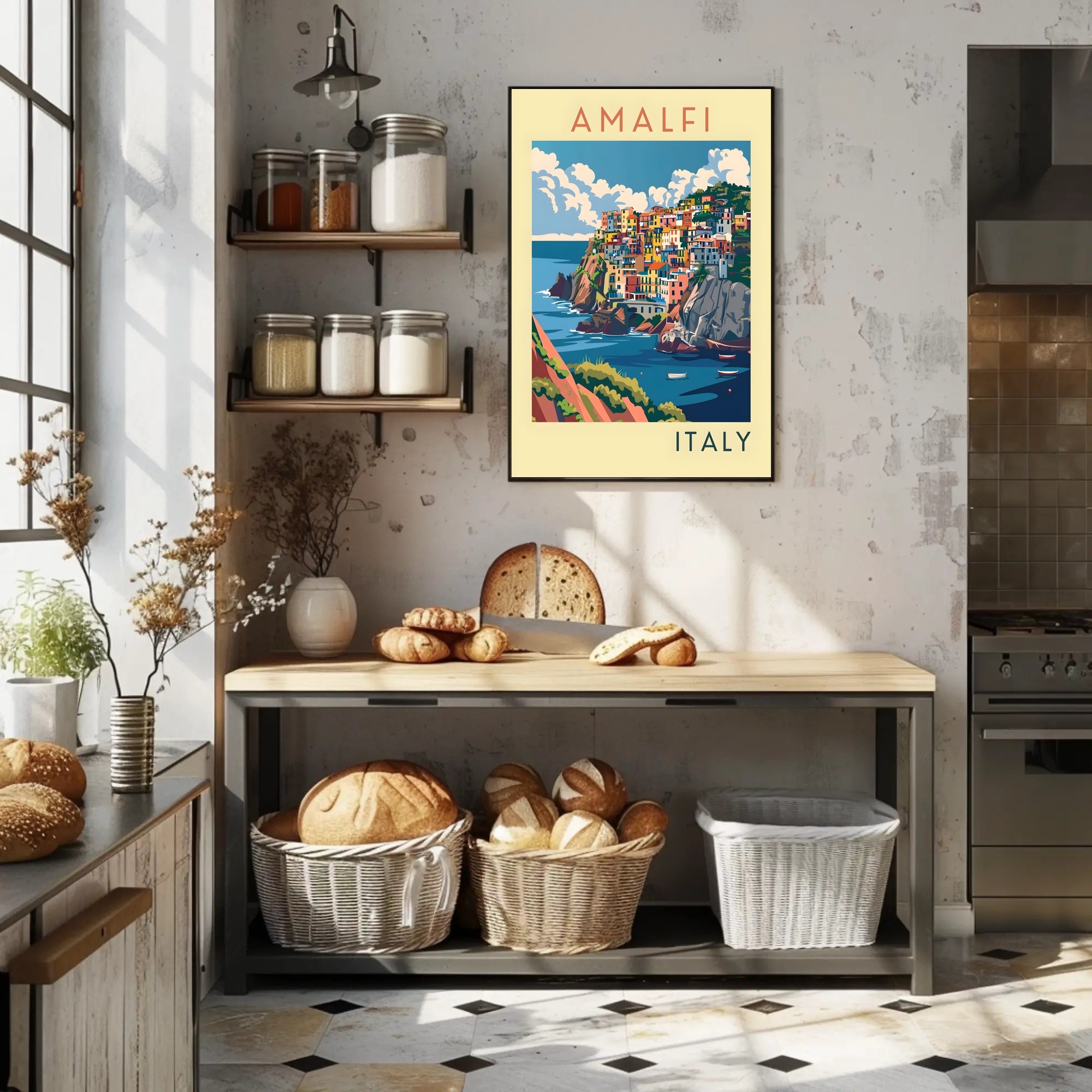 Amalfi Coast Illustration Poster