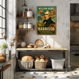 William Henry Harrison 9th President of the United States Layered Digital Collage Poster