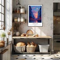 Warsaw Sunset Urban Scene Vibrant Cityscape Travel Poster
