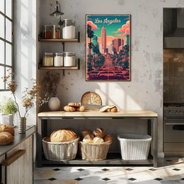 Los Angeles Retro Skyline Poster