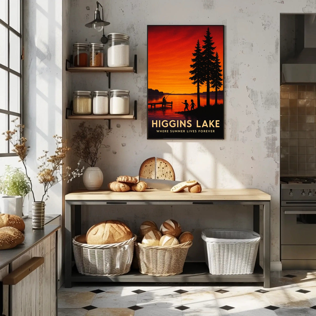 Lakeside Serenity Serene Sunset Fishing Poster
