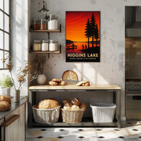 Lakeside Serenity Serene Sunset Fishing Poster