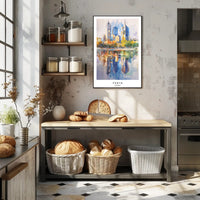 Perth Skyline Watercolor Travel Poster PosterGoat