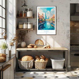 Dubai Cityscape with Burj Khalifa Travel Poster