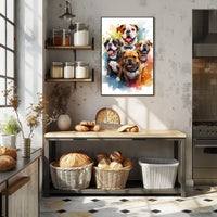 Colorful Bulldog Art Poster with Bow Ties