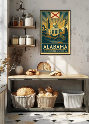 Alabama Heritage Landmarks Art Deco Travel Poster
