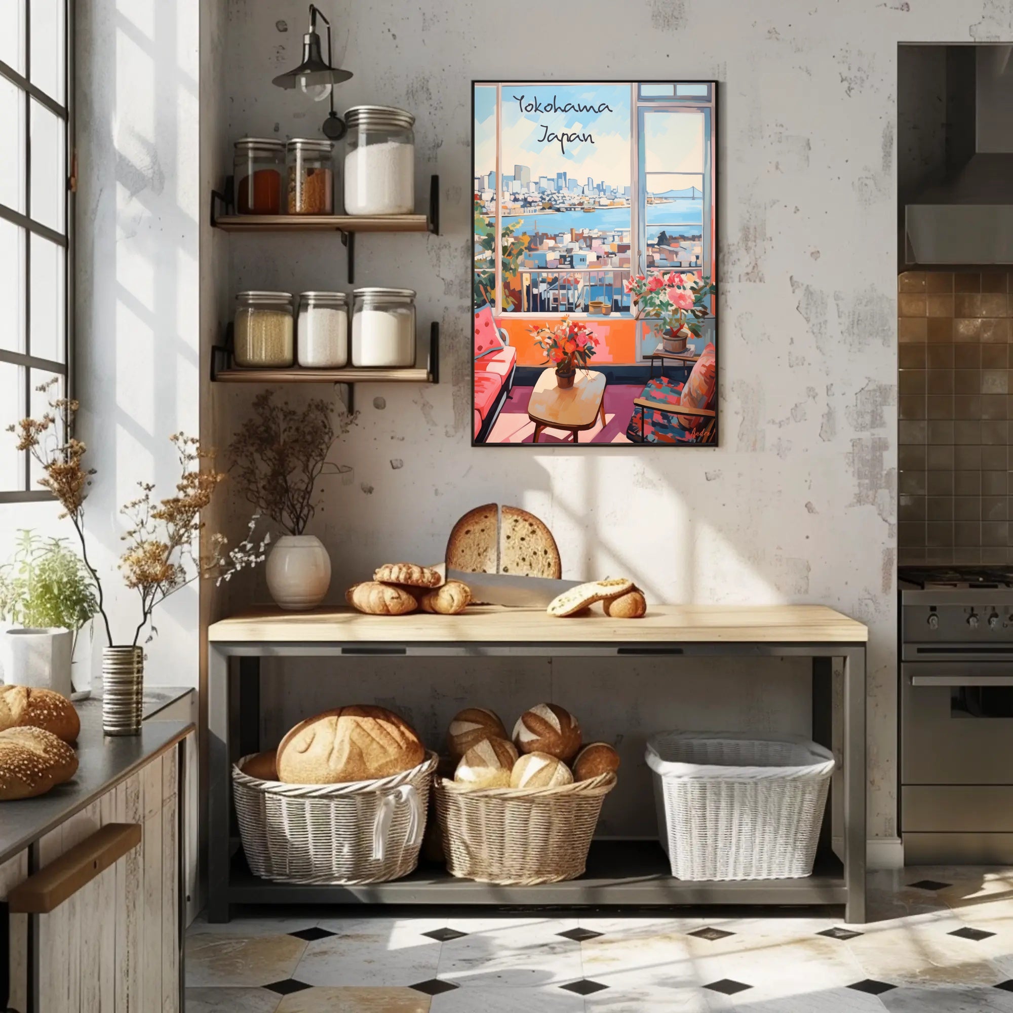 Scenic Yokohama Interior View Modern Urban Cityscape Poster
